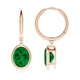 thumbnail image 1 of ANGARA Oval Lab Grown 4.5 Ct Emerald Hoop Drop Earrings for Women in 14K Rose Gold (Size-10x8mm) | May Birthstone, Birthday, Anniversary, Jewelry Gift for Women | Lab-Grown Emerald Earrings, 1 of 5