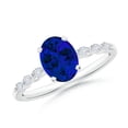 thumbnail image 1 of ANGARA Lab Grown 1.55 Ct Blue Sapphire Engagement Ring with Diamonds for Women in 14K White Gold (Size-8x6mm) | Anniversary, Jewelry Gift for Women | Lab-Grown Blue Sapphire Ring, 1 of 8