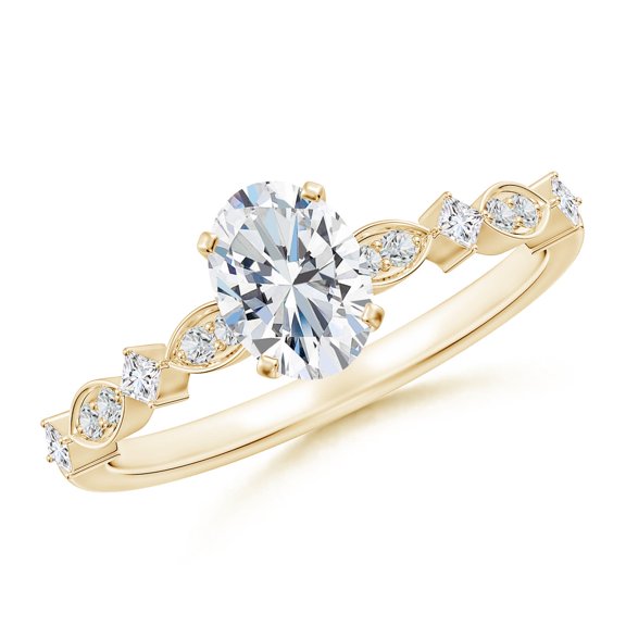 ANGARA Lab Grown Diamond Engagement Ring for Women in 14K Yellow Gold (Size-7x5mm| Color-F-G| Clarity-VS) | April Birthstone, Anniversary, Jewelry Gift for Women | Lab-Grown Diamond Ring