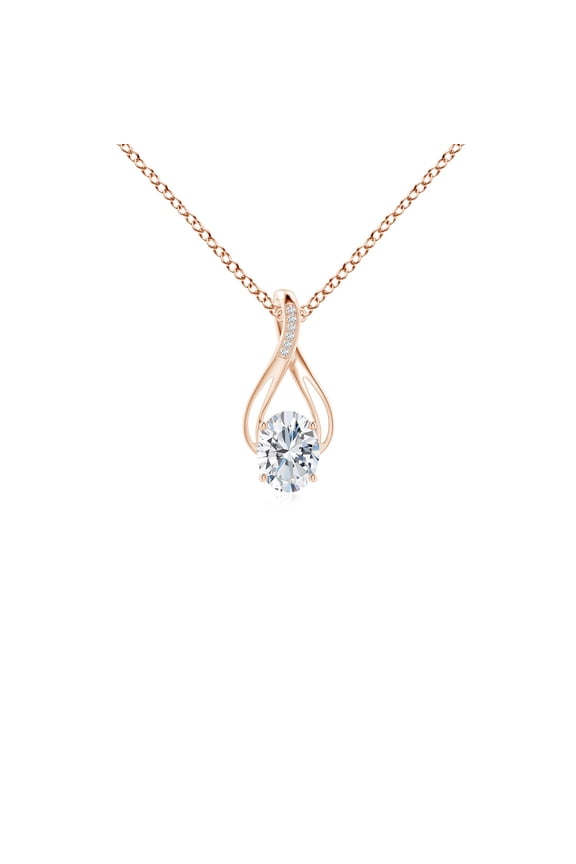 IGI Certified Lab Grown 1 Ct Diamond Infinity Twist Pendant for Women in 14K Rose Gold (Size-7.7x5.7mm| Color-F-G| Clarity-VS) | Anniversary, Jewelry Gift for Women | Diamond Necklace
