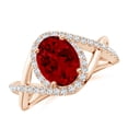 thumbnail image 1 of ANGARA Oval Lab Grown 2 Ct Ruby Criss Cross Shank Engagement Ring with Accents for Women in 14K Rose Gold (Size-9x7mm) | July Birthstone, Anniversary, Jewelry Gift for Women | Lab-Grown Ruby Ring, 1 of 8