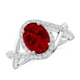 thumbnail image 1 of ANGARA Oval Lab Grown 2 Ct Ruby Criss Cross Shank Engagement Ring with Accents for Women in 14K White Gold (Size-9x7mm) | July Birthstone, Anniversary, Jewelry Gift for Women | Lab-Grown Ruby Ring, 1 of 7