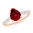 thumbnail image 1 of ANGARA Pear Lab Grown 1.9 Ct Ruby Engagement Ring with Marquise Diamonds for Women in 14K Rose Gold (Size-9x7mm) | July Birthstone, Birthday, Anniversary, Jewelry Gift for Women | Lab-Grown Ruby Ring, 1 of 8