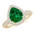 thumbnail image 1 of ANGARA Pear Lab Grown 2.2 Ct Emerald Halo Twisted Rope Shank Engagement Ring for Women in 14K Yellow Gold (Size-10x8mm) | May Birthstone, Anniversary, Jewelry Gift for Women | Lab-Grown Emerald Ring, 1 of 8