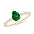 thumbnail image 1 of ANGARA Pear Lab Grown Emerald Engagement Ring with Marquise Diamonds for Women in 14K Yellow Gold (Size-7x5mm) | May Birthstone, Birthday, Anniversary, Jewelry Gift for Women | Lab-Grown Emerald Ring, 1 of 8