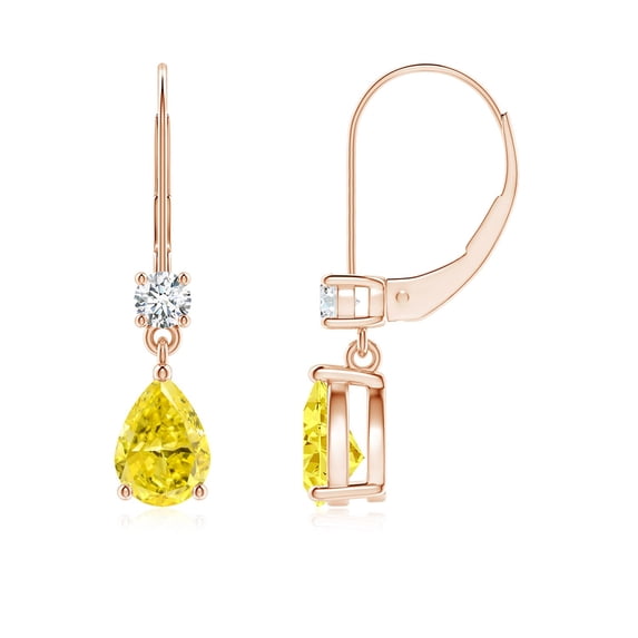 ANGARA IGI Certified Pear Lab Grown 1.42 Ct Yellow Diamond Drop Earrings for Women in 14K Rose Gold (Size-7x5mm| Clarity-VS) | Anniversary, Jewelry Gift for Women | Lab-Grown Yellow Diamond Earrings