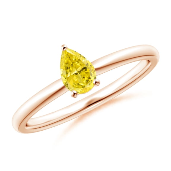 ANGARA Lab Grown Yellow Diamond Engagement Ring for Women in 14K Rose Gold (Size-6x4mm| Color-Fancy Intense| Clarity-VS) | Anniversary, Jewelry Gift for Women | Lab-Grown Yellow Diamond Ring