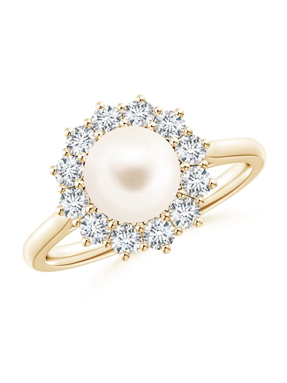 Princess Diana Inspired Freshwater Cultured Pearl Ring in 14K Yellow Gold for Women | June Birthstone, Birthday, Anniversary, Jewelry Gift for Women | Pearl Ring