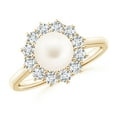 thumbnail image 1 of ANGARA Princess Diana Inspired Freshwater Cultured Pearl Ring in 14K Yellow Gold for Women | June Birthstone, Birthday, Anniversary, Jewelry Gift for Women | Pearl Ring, 1 of 8