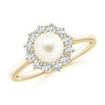 thumbnail image 1 of ANGARA Princess Diana Inspired Freshwater Cultured Pearl Ring in 14K Yellow Gold for Women | June Birthstone, Birthday, Anniversary, Jewelry Gift for Women | Pearl Ring, 1 of 8