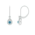 thumbnail image 1 of ANGARA Lab Grown Blue Diamond Teardrop Halo Leverback Earrings for Women in 14K White Gold (Size-2.6mm| Clarity-VS) | Anniversary, Jewelry Gift for Women | Lab-Grown Blue Diamond Earrings, 1 of 5