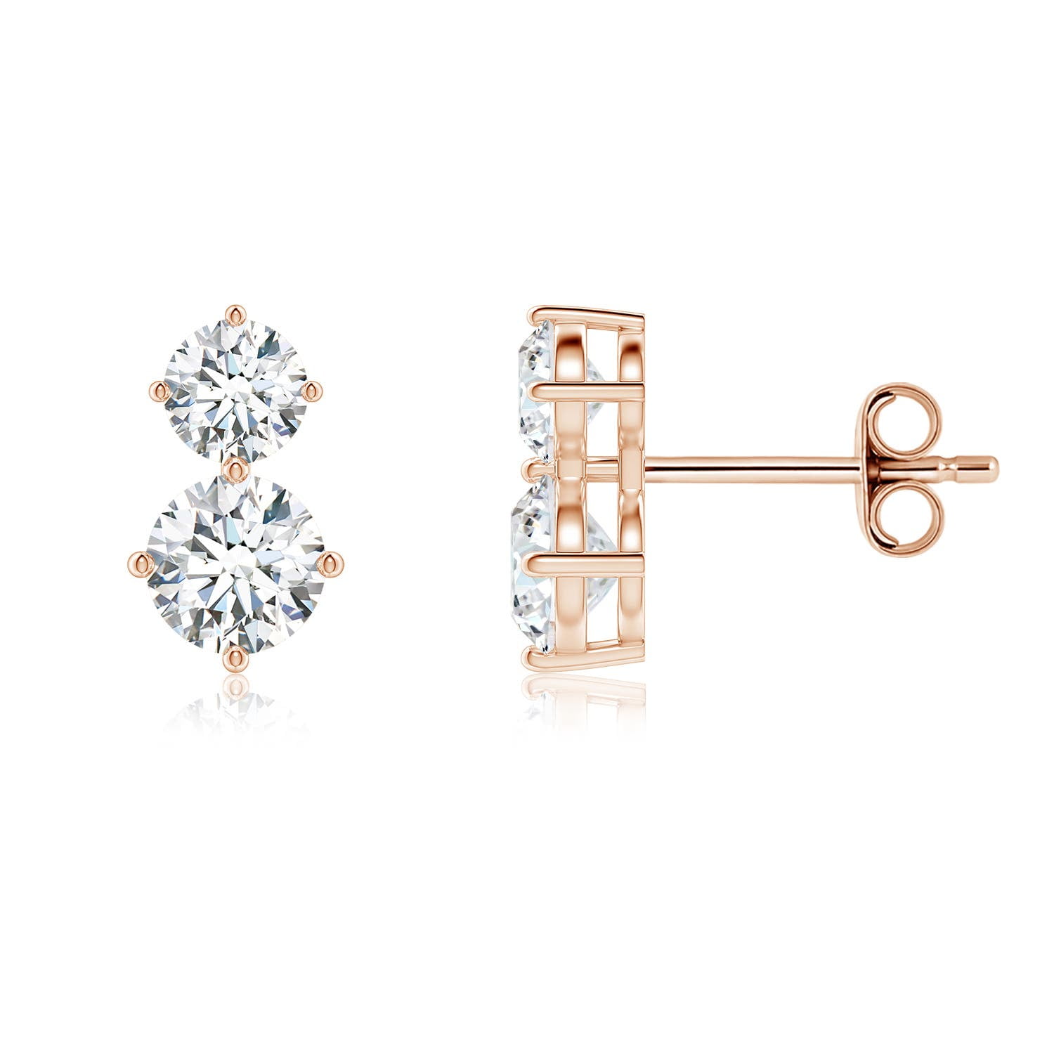 ANGARA IGI Certified Lab Grown 1 Ct Diamond Stud Earrings in 14K Rose