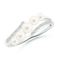ANGARA Seed Freshwater Cultured Pearl Bypass Ring in 14K White Gold for Women | June Birthstone, Birthday, Anniversary, Jewelry Gift for Women | Pearl Ring