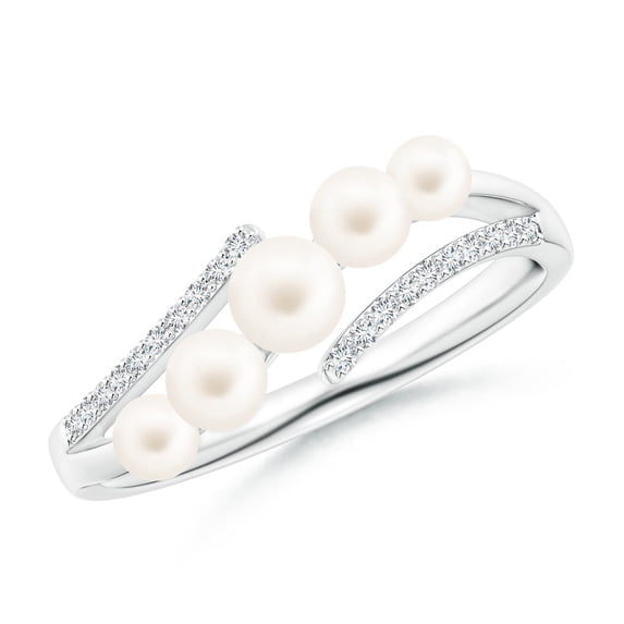 ANGARA Seed Freshwater Cultured Pearl Bypass Ring in 14K White Gold for Women | June Birthstone, Birthday, Anniversary, Jewelry Gift for Women | Pearl Ring