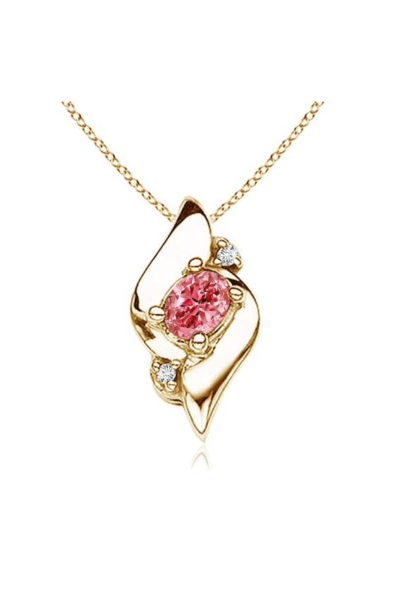 Shell Style Lab Grown Pink & White Diamond Pendant for Women in 14K Yellow Gold (Size-7x5mm| Clarity-VS) | Anniversary, Jewelry Gift for Women | Lab-Grown Pink Diamond Necklace