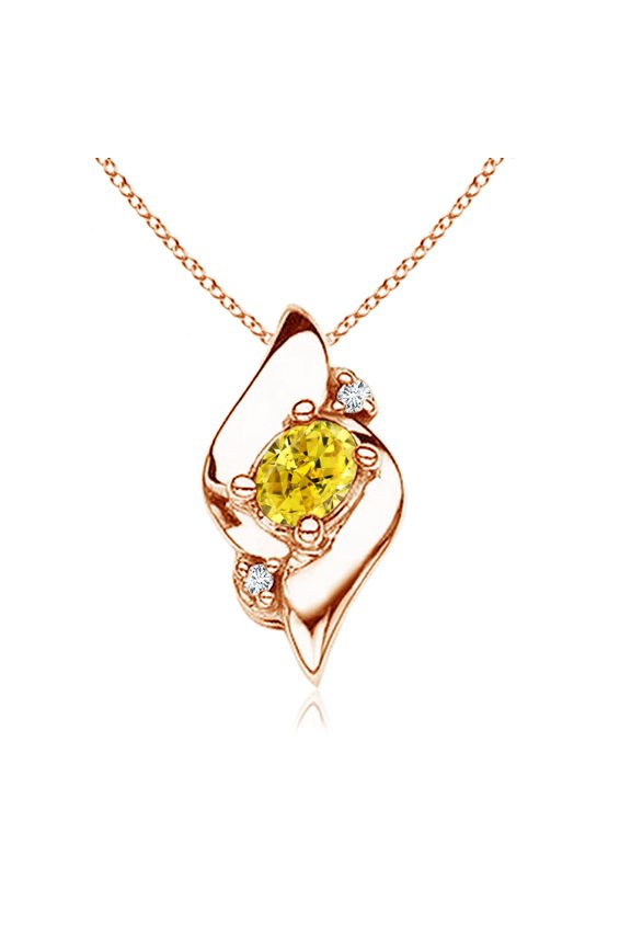 Shell Style Lab Grown Yellow & White Diamond Pendant for Women in 14K Rose Gold (Size-7x5mm| Clarity-VS) | Anniversary, Jewelry Gift for Women | Lab-Grown Yellow Diamond Necklace