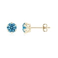 thumbnail image 1 of ANGARA Six Prong-Set Lab Grown Blue Diamond Filigree Stud Earrings for Women in 14K Yellow Gold (Size-4.1mm| Clarity-VS) | Anniversary, Jewelry Gift for Women | Lab-Grown Blue Diamond Earrings, 1 of 5
