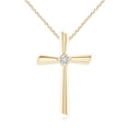 thumbnail image 1 of ANGARA Natural Solitaire Diamond Cross Pendant in 14K Yellow Gold for Women (Size-3.8mm| Color-H| Clarity-SI2) | April Birthstone, Anniversary, Jewelry Gift for Women | Natural Diamond Necklace, 1 of 9