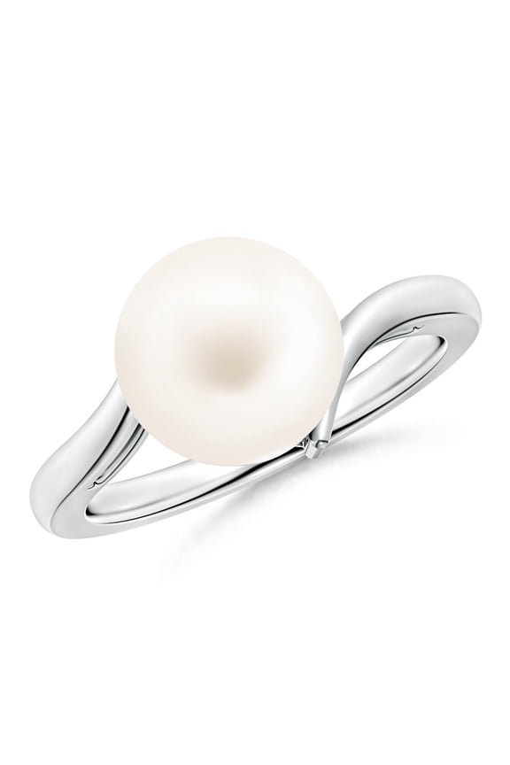 Solitaire Freshwater Cultured Pearl Bypass Ring in 925 Sterling Silver for Women | June Birthstone, Birthday, Anniversary, Jewelry Gift for Women | Pearl Ring