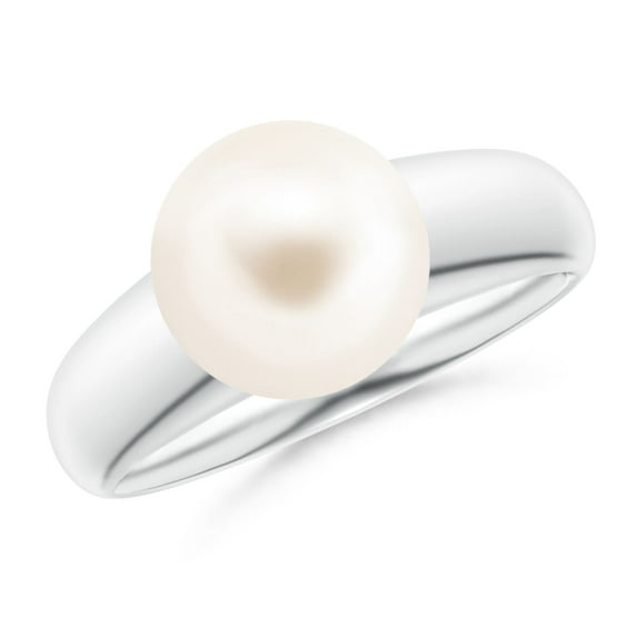 ANGARA Solitaire Freshwater Cultured Pearl Dome Ring in 14K White Gold for Women | June Birthstone, Birthday, Anniversary, Jewelry Gift for Women | Pearl Ring