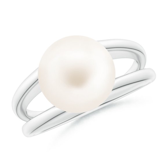 ANGARA Solitaire Freshwater Cultured Pearl Split Shank Ring in 14K White Gold for Women | June Birthstone, Birthday, Anniversary, Jewelry Gift for Women | Natural Pearl Ring