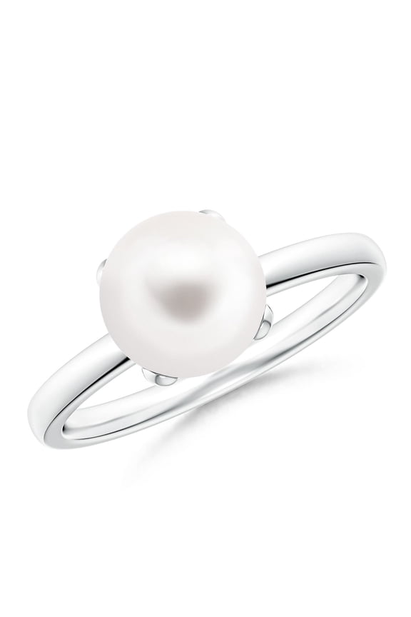 Classic Solitaire Freshwater Cultured Pearl Ring in 925 Sterling Silver for Women | June Birthstone, Birthday, Anniversary, Jewelry Gift for Women | Pearl Ring