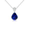thumbnail image 1 of ANGARA Solitaire Lab Grown 3 Ct Blue Sapphire Pendant for Women in 14K White Gold (Size-10x8mm) | September Birthstone, Anniversary, Jewelry Gift for Women | Lab-Grown Blue Sapphire Necklace, 1 of 7