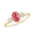 thumbnail image 1 of ANGARA Lab Grown Pink Diamond Criss Cross Ring for Women in 14K Yellow Gold (Size-7x5mm| Clarity-VS) | April Birthstone, Anniversary, Jewelry Gift for Women | Lab-Grown Pink Diamond Ring, 1 of 7