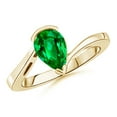 thumbnail image 1 of ANGARA Solitaire Pear-Shaped Lab Grown 1.5 Ct Emerald Bypass Engagement Ring for Women in 14K Yellow Gold (Size-9x7mm) | May Birthstone, Anniversary, Jewelry Gift for Women | Lab-Grown Emerald Ring, 1 of 7