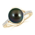 thumbnail image 1 of ANGARA Solitaire Tahitian Cultured Pearl Bypass Ring with Diamonds in 14K Yellow Gold for Women | June Birthstone, Birthday, Anniversary, Jewelry Gift for Women | Pearl Ring, 1 of 8