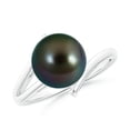 thumbnail image 1 of ANGARA Solitaire Tahitian Cultured Pearl Bypass Split Shank Ring in 14K White Gold for Women | June Birthstone, Birthday, Anniversary, Jewelry Gift for Women | Pearl Ring, 1 of 8