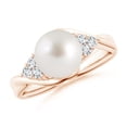 thumbnail image 1 of ANGARA South Sea Cultured Pearl Bypass Ring with Diamond Trio in 14K Rose Gold for Women | June Birthstone, Birthday, Anniversary, Jewelry Gift for Women | Pearl Ring, 1 of 8