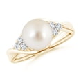 thumbnail image 1 of ANGARA South Sea Cultured Pearl Bypass Ring with Diamond Trio in 14K Yellow Gold for Women | June Birthstone, Birthday, Anniversary, Jewelry Gift for Women | Pearl Ring, 1 of 8