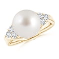thumbnail image 1 of ANGARA South Sea Cultured Pearl Bypass Ring with Diamond Trio in 14K Yellow Gold for Women | June Birthstone, Birthday, Anniversary, Jewelry Gift for Women | Pearl Ring, 1 of 9