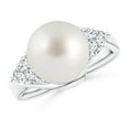 thumbnail image 1 of ANGARA South Sea Cultured Pearl Bypass Ring with Diamond Trio in Platinum for Women | June Birthstone, Birthday, Anniversary, Jewelry Gift for Women | Pearl Ring, 1 of 9