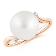 thumbnail image 1 of ANGARA South Sea Cultured Pearl and Diamond Bypass Ring in 14K Rose Gold for Women | June Birthstone, Birthday, Anniversary, Jewelry Gift for Women | Pearl Ring, 1 of 7