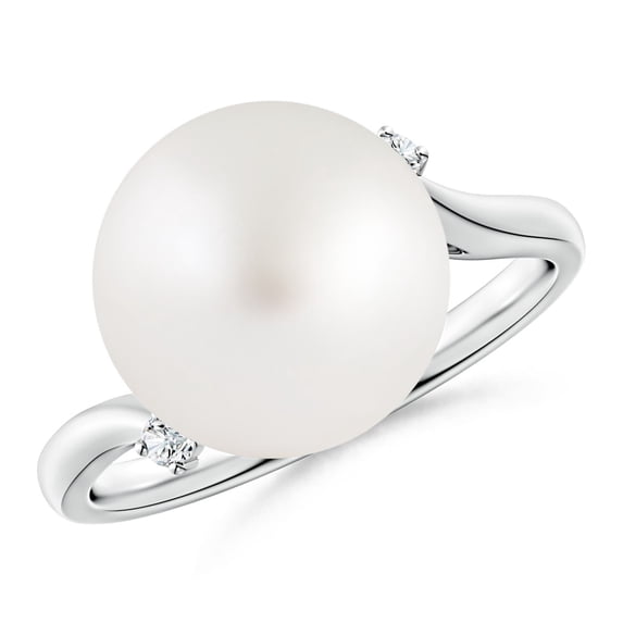 ANGARA South Sea Cultured Pearl and Diamond Bypass Ring in 925 Sterling Silver for Women | June Birthstone, Birthday, Anniversary, Jewelry Gift for Women | Pearl Ring