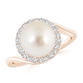thumbnail image 1 of ANGARA South Sea Cultured Pearl & Diamond Halo Bypass Ring in 14K Rose Gold for Women | June Birthstone, Birthday, Anniversary, Jewelry Gift for Women | Pearl Ring, 1 of 8