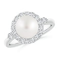 thumbnail image 1 of ANGARA South Sea Cultured Pearl Halo Engagement Ring in 14K White Gold for Women | June Birthstone, Birthday, Anniversary, Jewelry Gift for Women | Pearl Ring, 1 of 9