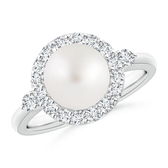 ANGARA South Sea Cultured Pearl Halo Engagement Ring in 14K White Gold for Women | June Birthstone, Birthday, Anniversary, Jewelry Gift for Women | Pearl Ring