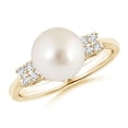 thumbnail image 1 of ANGARA South Sea Cultured Pearl Ring with Cluster Diamonds in 14K Yellow Gold for Women | June Birthstone, Birthday, Anniversary, Jewelry Gift for Women | Pearl Ring, 1 of 8