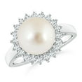 thumbnail image 1 of ANGARA South Sea Cultured Pearl Ring with Floral Halo in 14K White Gold for Women | June Birthstone, Birthday, Anniversary, Jewelry Gift for Women | Pearl Ring, 1 of 8