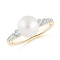 thumbnail image 1 of ANGARA South Sea Cultured Pearl Ring with Graduated Diamonds in 14K Yellow Gold for Women | June Birthstone, Birthday, Anniversary, Jewelry Gift for Women | Pearl Ring, 1 of 10