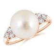 thumbnail image 1 of ANGARA South Sea Cultured Pearl Ring with Trio Diamonds in 14K Rose Gold for Women | June Birthstone, Birthday, Anniversary, Jewelry Gift for Women | Pearl Ring, 1 of 8