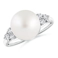 thumbnail image 1 of ANGARA South Sea Cultured Pearl Ring with Trio Diamonds in 925 Sterling Silver for Women | June Birthstone, Birthday, Anniversary, Jewelry Gift for Women | Pearl Ring, 1 of 8