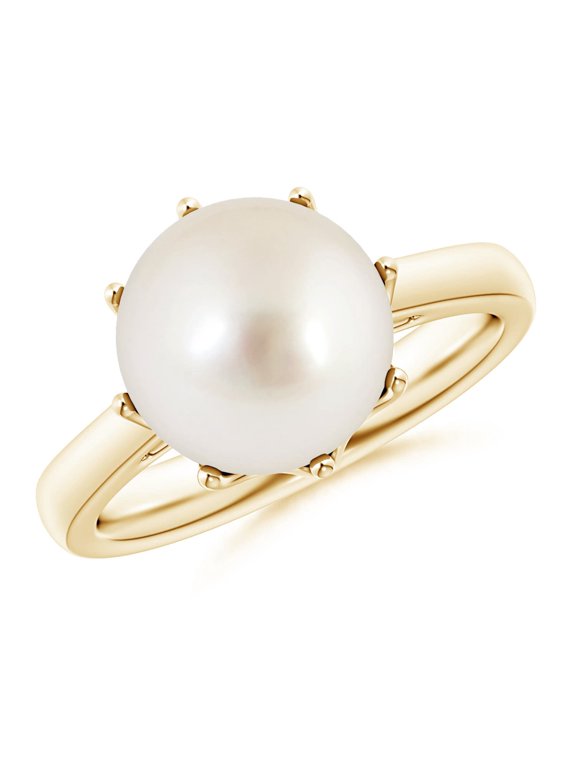 South Sea Cultured Pearl Solitaire Crown Ring in 14K Yellow Gold for Women | June Birthstone, Birthday, Anniversary, Jewelry Gift for Women | Pearl Ring