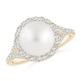 thumbnail image 1 of ANGARA South Sea Cultured Pearl Split Shank Ring with Halo in 14K Yellow Gold for Women | June Birthstone, Birthday, Anniversary, Jewelry Gift for Women | Pearl Ring, 1 of 9
