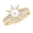 thumbnail image 1 of ANGARA Starburst Freshwater Cultured Pearl and Diamond Gemini Stackable Ring in 14K Yellow Gold for Women | June Birthstone, Birthday, Anniversary, Jewelry Gift for Women | Pearl Ring, 1 of 10