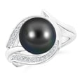 thumbnail image 1 of ANGARA Tahitian Cultured Pearl and Diamond Loop Ring in 14K White Gold for Women | June Birthstone, Birthday, Anniversary, Jewelry Gift for Women | Pearl Ring, 1 of 8