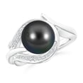 thumbnail image 1 of ANGARA Tahitian Cultured Pearl and Diamond Loop Ring in 14K White Gold for Women | June Birthstone, Birthday, Anniversary, Jewelry Gift for Women | Pearl Ring, 1 of 8